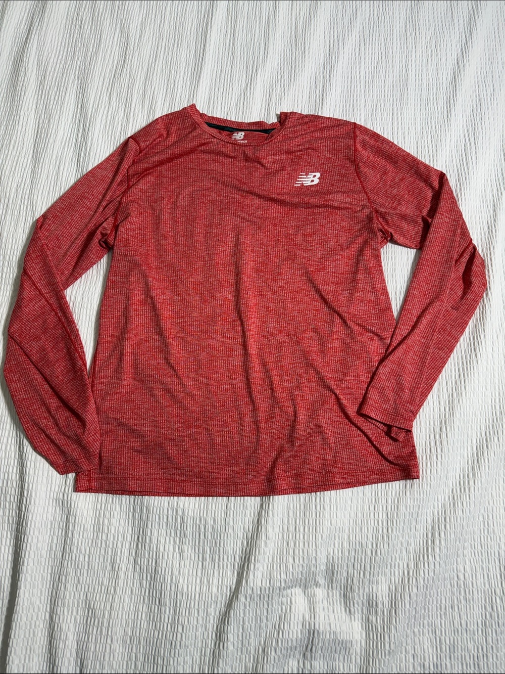 New Balance Red Heathered Long-Sleeve Athletic Tee